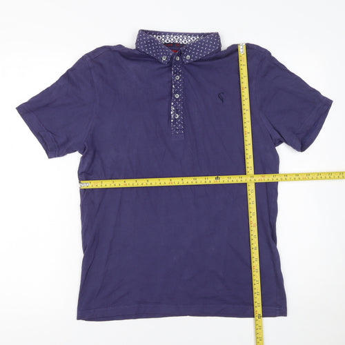 Swade Men's Blue Cotton Short Sleeve Polo Shirt Size S