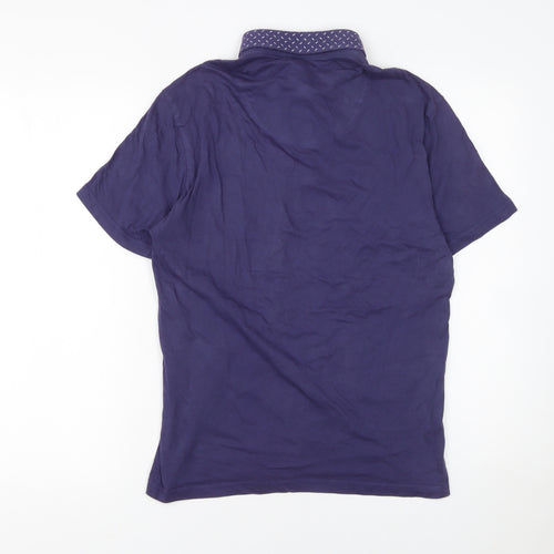 Swade Men's Blue Cotton Short Sleeve Polo Shirt Size S