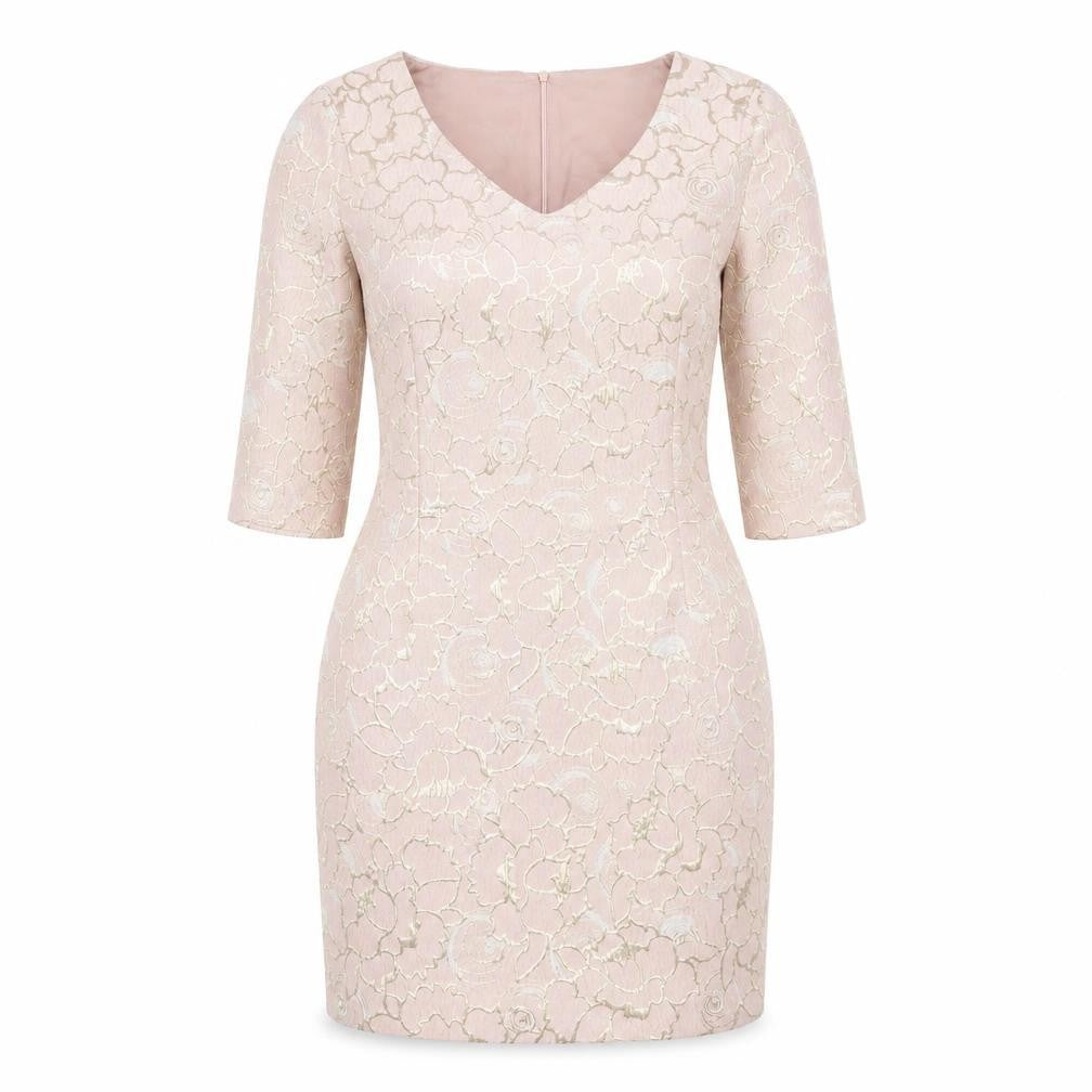 Cristina Barros Womens Pink Floral Jacquard Sheath Dress Size 10