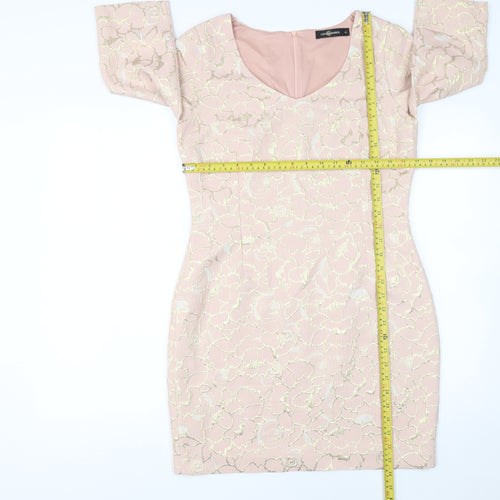 Cristina Barros Womens Pink Floral Jacquard Sheath Dress Size 10