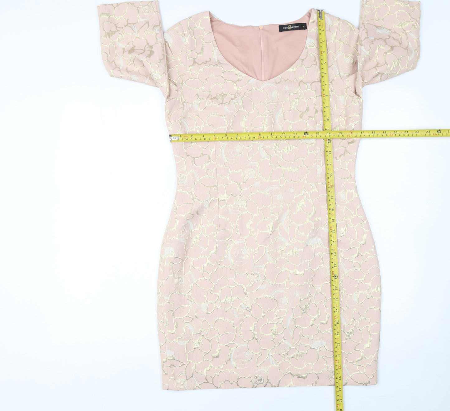 Cristina Barros Womens Pink Floral Jacquard Sheath Dress Size 10