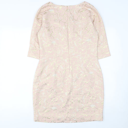 Cristina Barros Womens Pink Floral Jacquard Sheath Dress Size 10