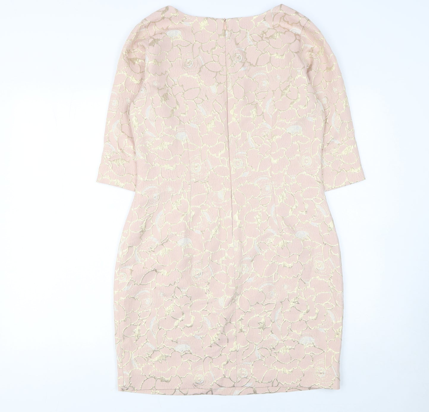 Cristina Barros Womens Pink Floral Jacquard Sheath Dress Size 10