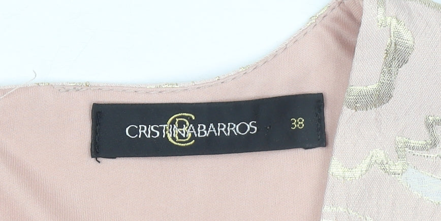 Cristina Barros Womens Pink Floral Jacquard Sheath Dress Size 10