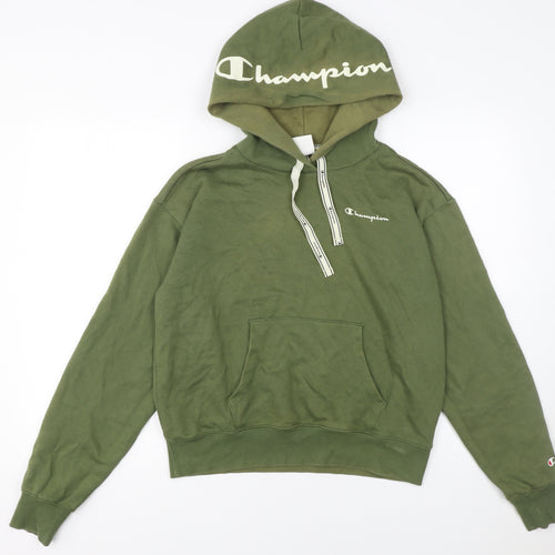 Champion Womens Green Pullover Hoodie Size L Cotton Blend Casual