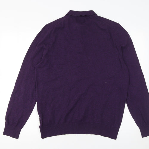 Burton Menswear London Men's Purple Cotton Long Sleeve Polo L