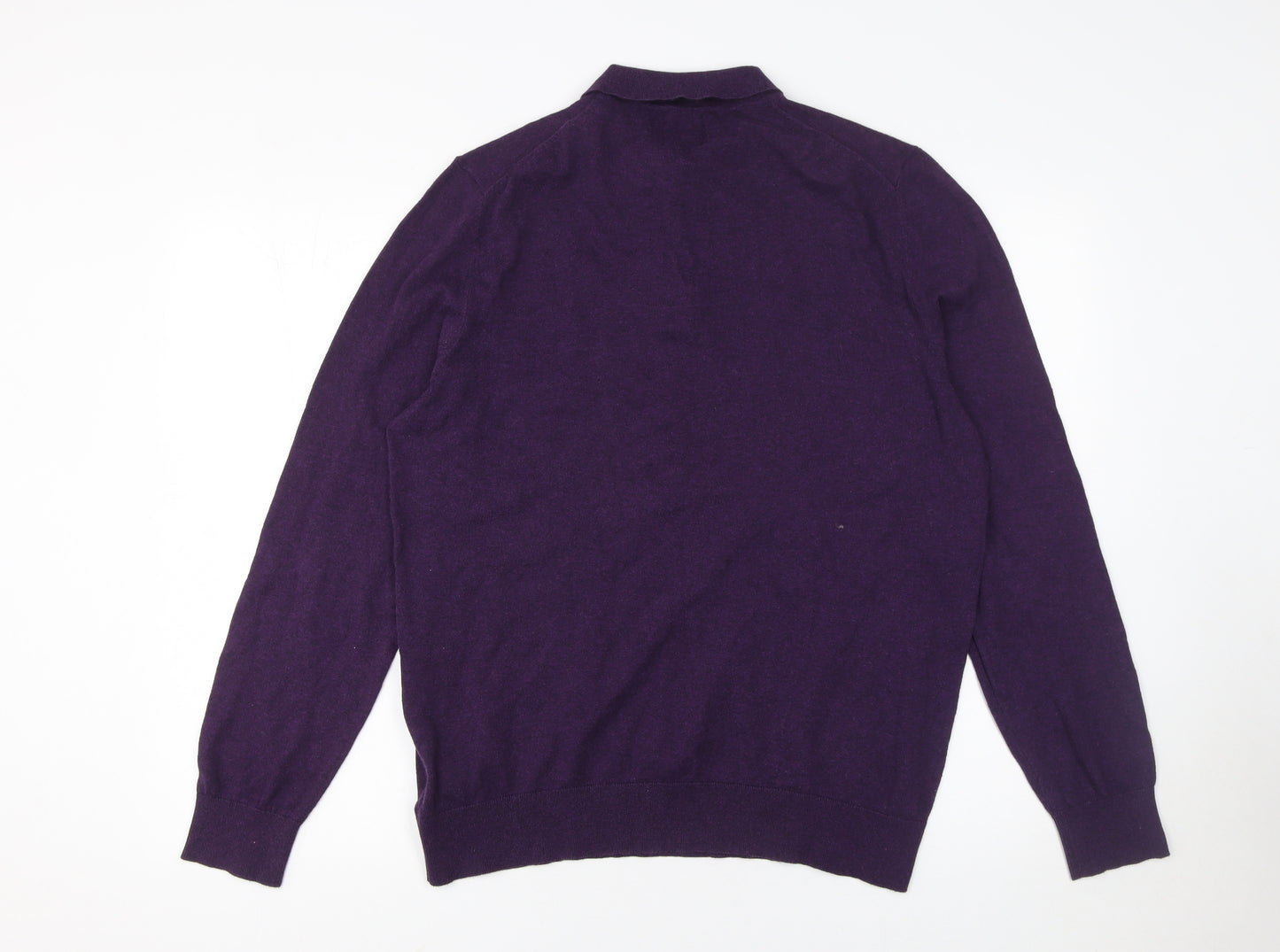 Burton Menswear London Men's Purple Cotton Long Sleeve Polo L