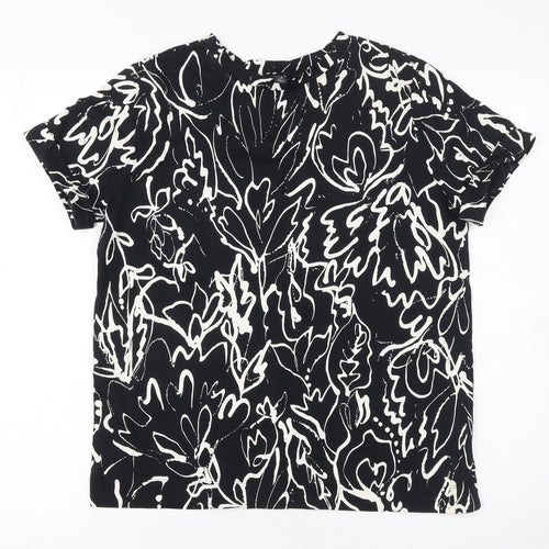 Next Womens Black Floral Print Cotton T-Shirt Size 12