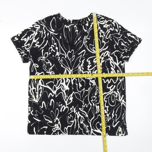 Next Womens Black Floral Print Cotton T-Shirt Size 12