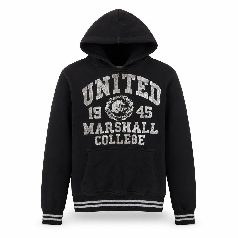 Front view of United Marshall College Black Small Women's Pullover Hoodie