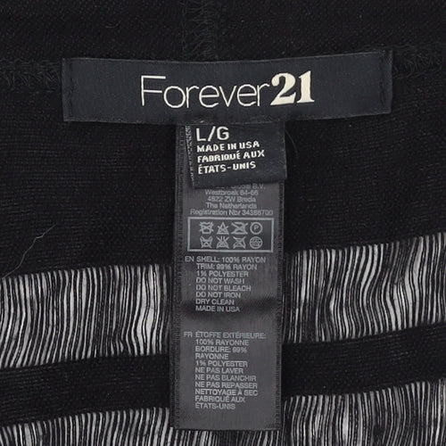 Forever 21 Women Black Sleeveless Fringe Open Knit Vest L