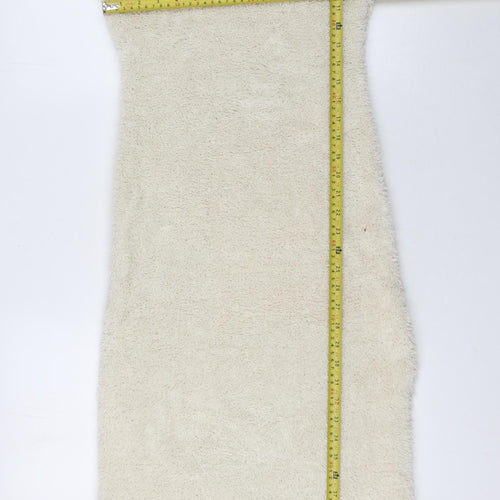 H&M Women Ivory Long Sleeve Fluffy Knit Bodycon Midi Dress Size S