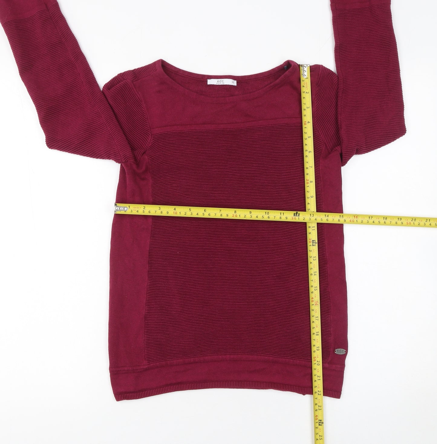 edc Women’s Red Cotton Blend Knit Jumper XS Long Sleeve
