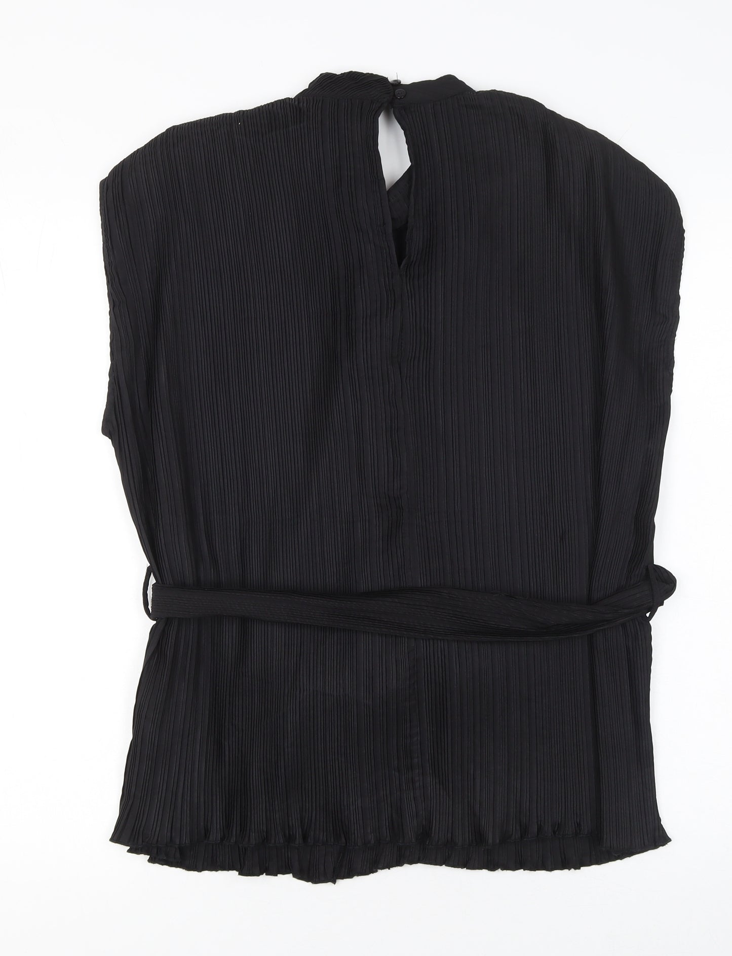 Very Women's Black Pleated Belted Tunic Blouse Size 12