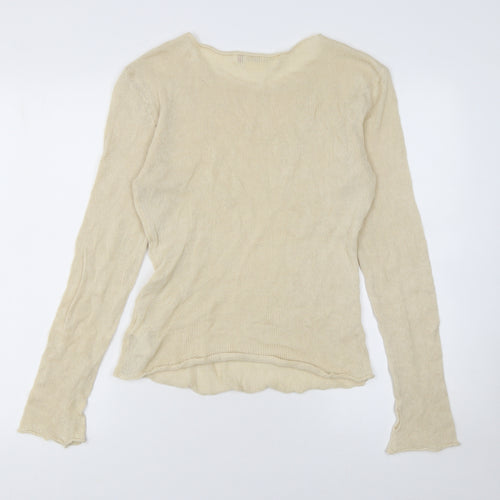 Zara SRPLS Women's Beige Cotton Crew Neck Long Sleeve Pullover Jumper Size S