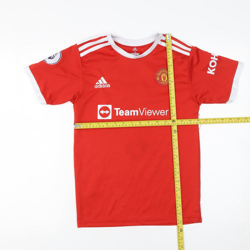 adidas Boys Red Football Jersey T-Shirt Size 152 Manchester United Top