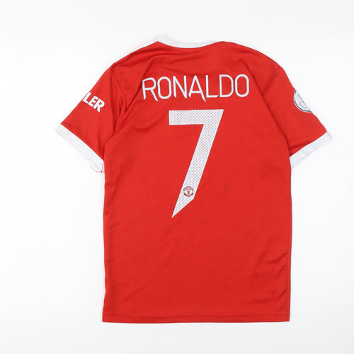 adidas Boys Red Football Jersey T-Shirt Size 152 Manchester United Top