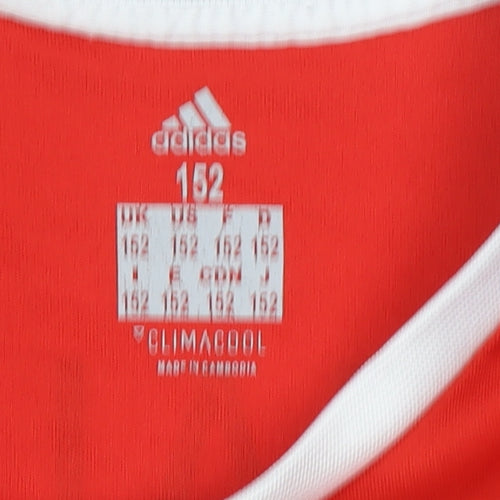 adidas Boys Red Football Jersey T-Shirt Size 152 Manchester United Top