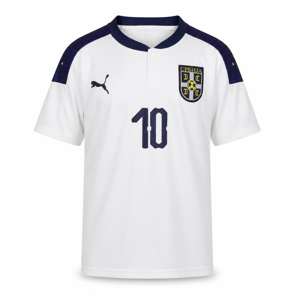 Puma Boys White Serbia Football Jersey T-Shirt Size 152 Lightweight Sports Top