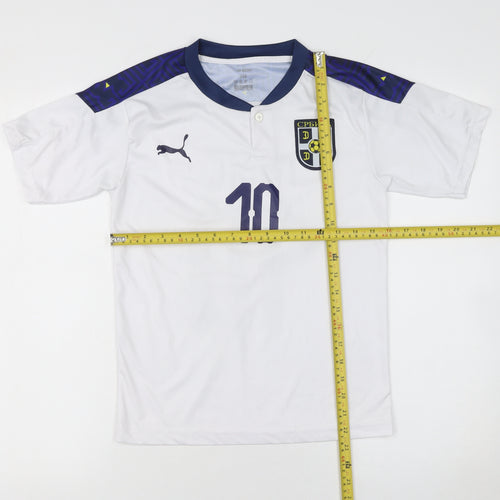 Puma Boys White Serbia Football Jersey T-Shirt Size 152 Lightweight Sports Top