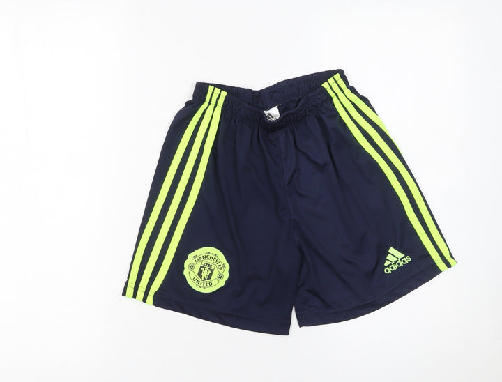 Adidas Boys Blue Manchester United Football Shorts Size 10 Years