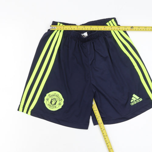 Adidas Boys Blue Manchester United Football Shorts Size 10 Years