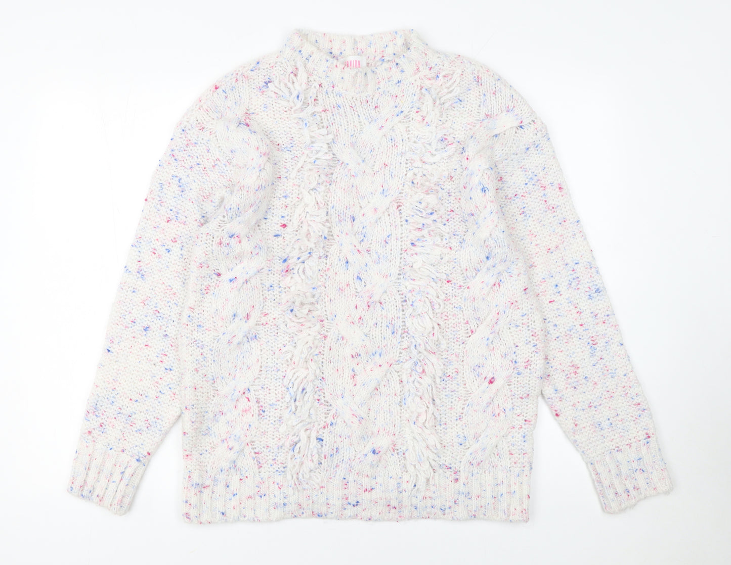 Savida Women's Ivory Speckled Cable-Knit Jumper Size 12