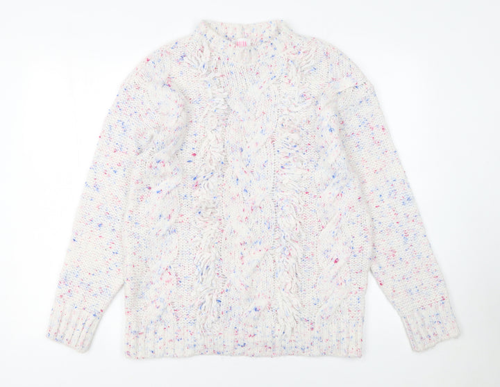 Savida Women's Ivory Speckled Cable-Knit Jumper Size 12