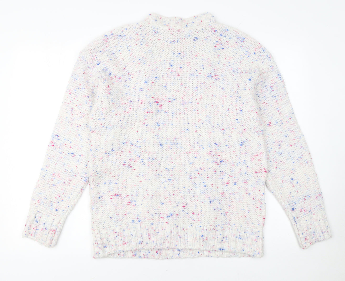 Savida Women's Ivory Speckled Cable-Knit Jumper Size 12