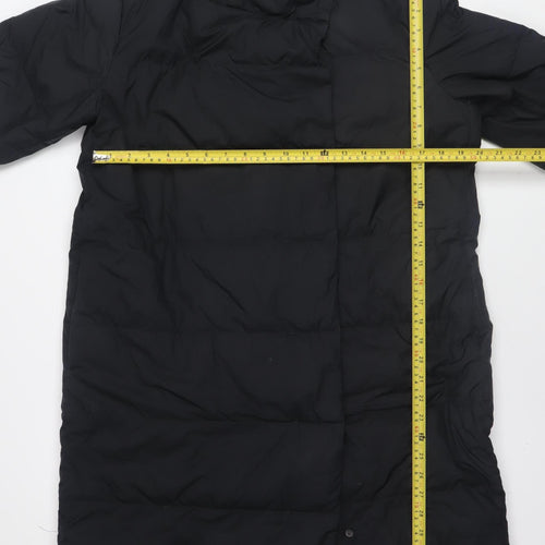 Marks and Spencer Womens Black Long Puffer Coat Size 10 Hooded Winter Jacket