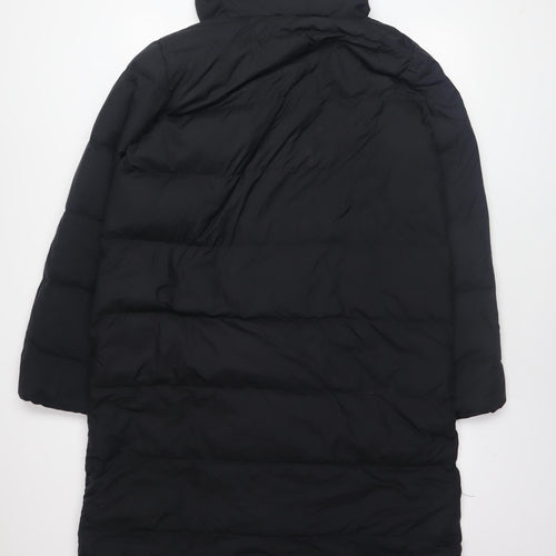 Marks and Spencer Womens Black Long Puffer Coat Size 10 Hooded Winter Jacket