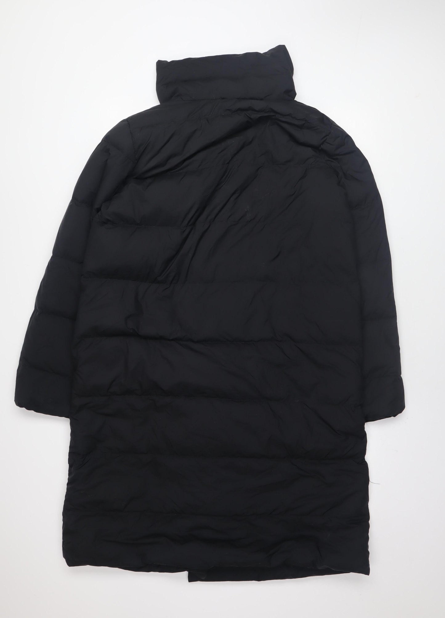 Marks and Spencer Womens Black Long Puffer Coat Size 10 Hooded Winter Jacket