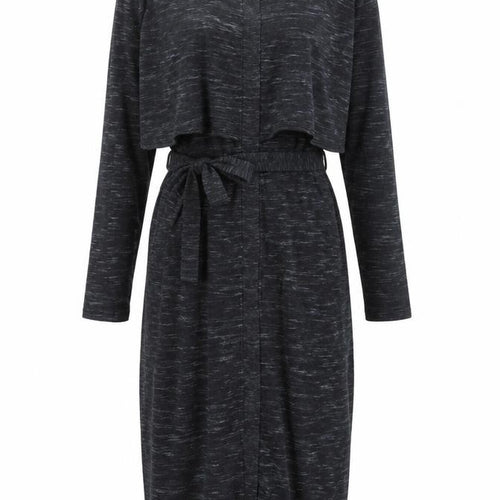 Mango Women Black Midi Wrap Dress Size 10 Long Sleeve Belted