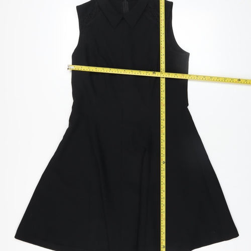 Savida Women's Black Sleeveless Collared A-Line Dress Size 14