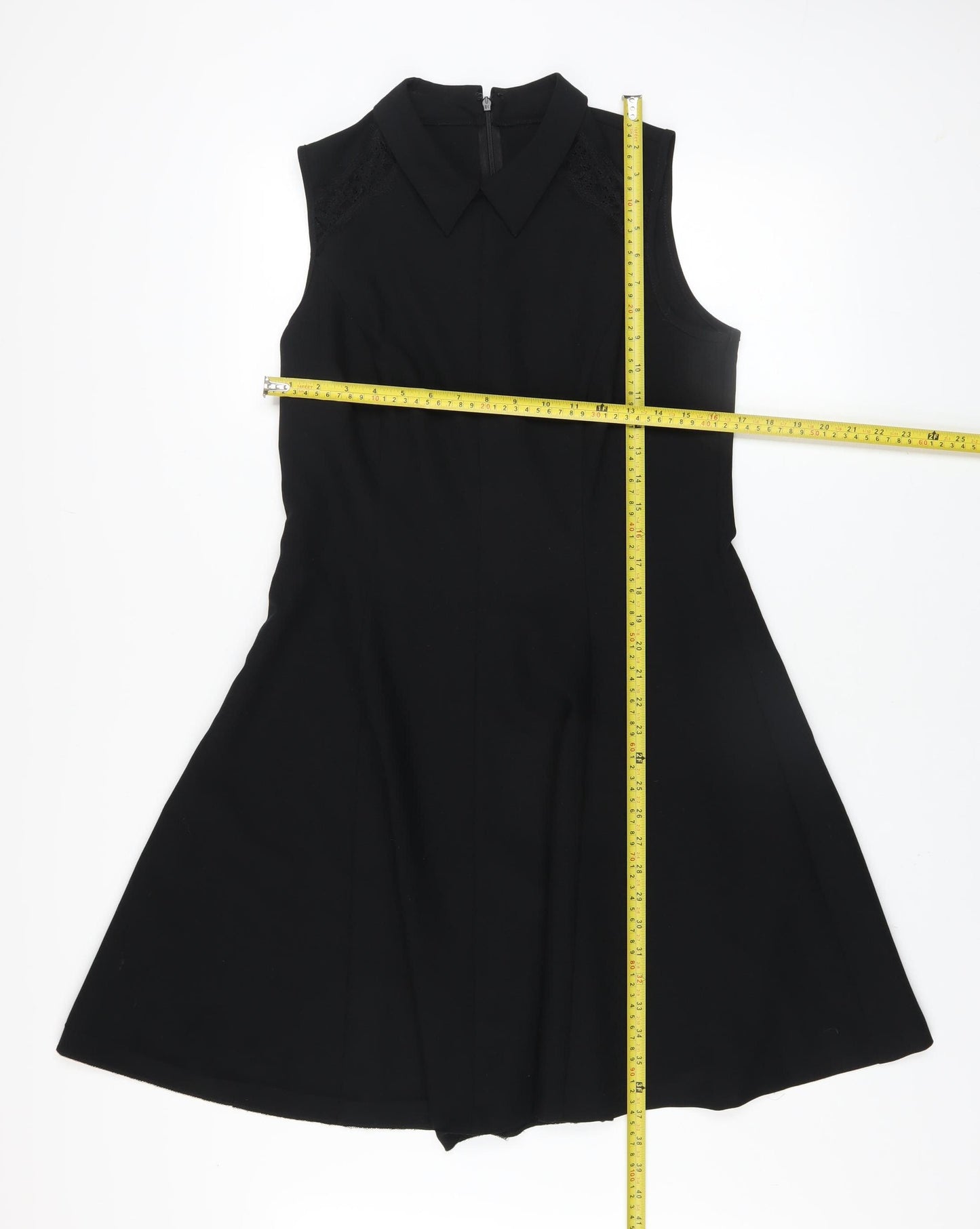 Savida Women's Black Sleeveless Collared A-Line Dress Size 14