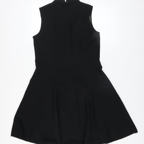 Savida Women's Black Sleeveless Collared A-Line Dress Size 14