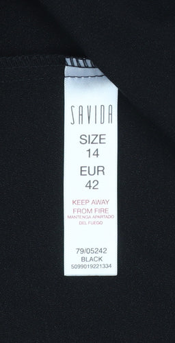 Savida Women's Black Sleeveless Collared A-Line Dress Size 14