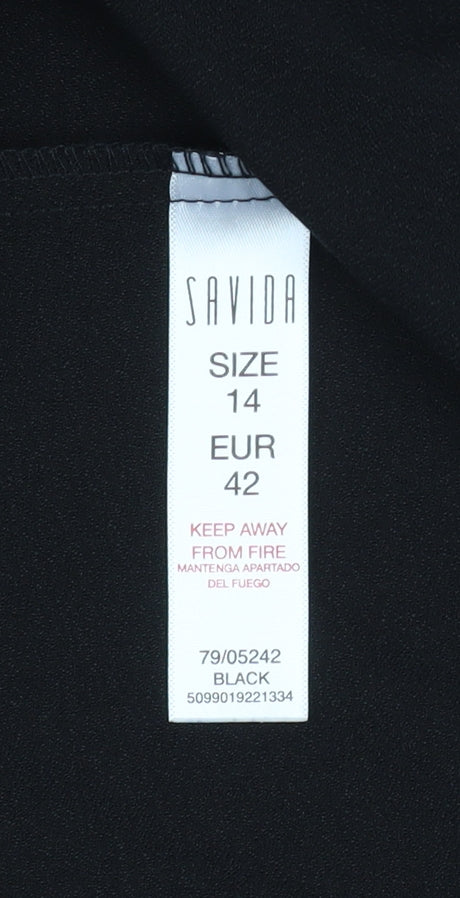 Savida Women's Black Sleeveless Collared A-Line Dress Size 14