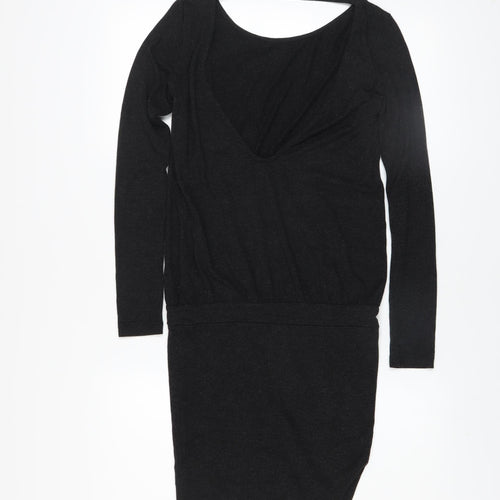 Moss Copenhagen Womens Black XS Bodycon Wool Blend Long Sleeve Dress