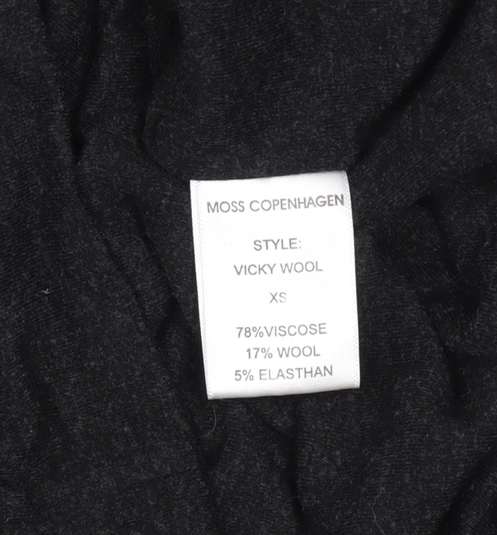Moss Copenhagen Womens Black XS Bodycon Wool Blend Long Sleeve Dress