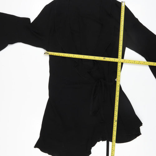 Outrageous Fortune Women’s Black Wrap Dress Size 16 Ruffle 3/4 Sleeve