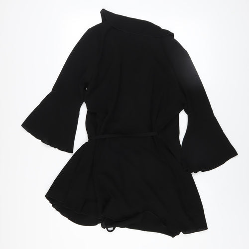 Outrageous Fortune Women’s Black Wrap Dress Size 16 Ruffle 3/4 Sleeve
