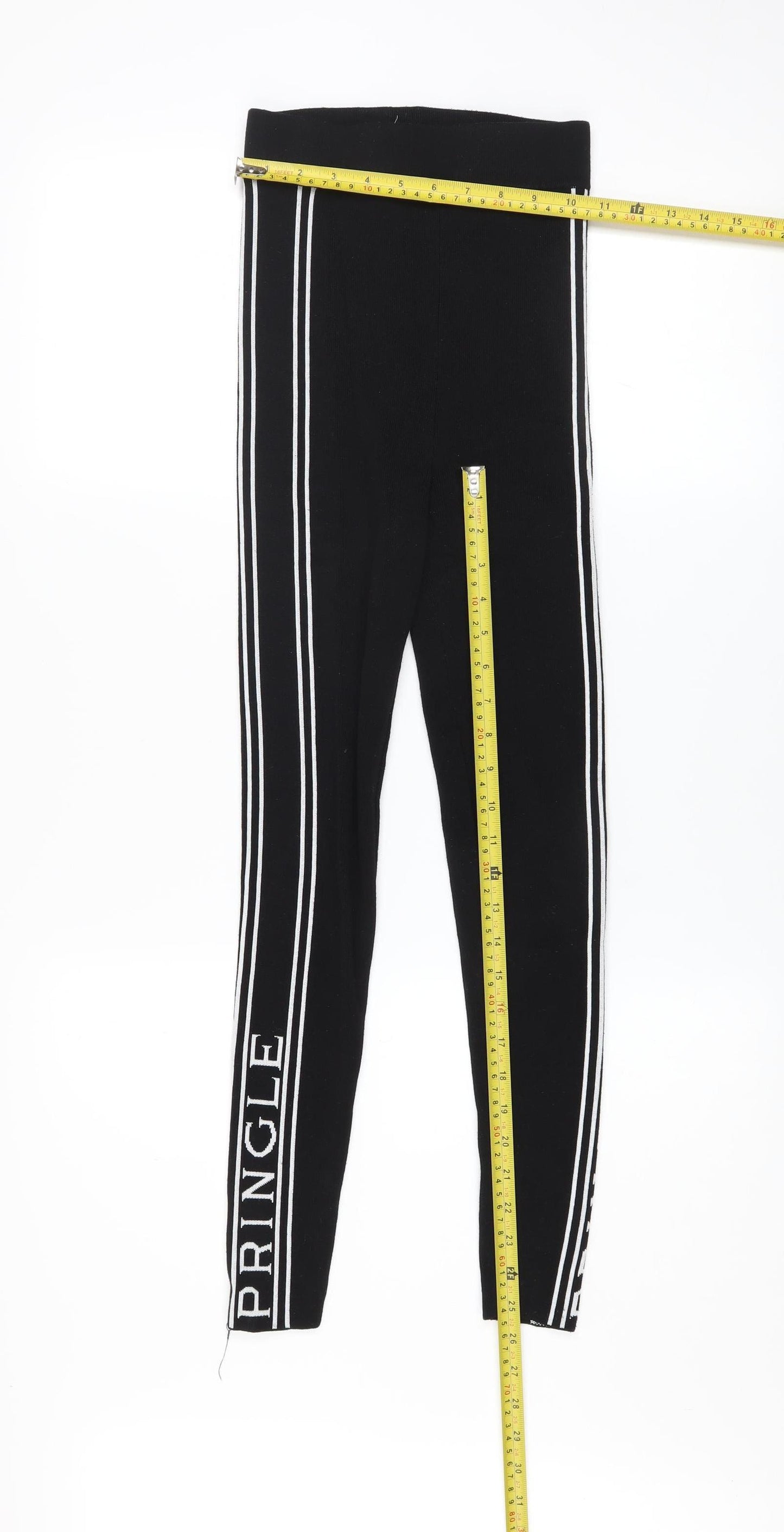 Pringle of Scotland x H&M Women Black XS Ankle Leggings with Stripe Detail