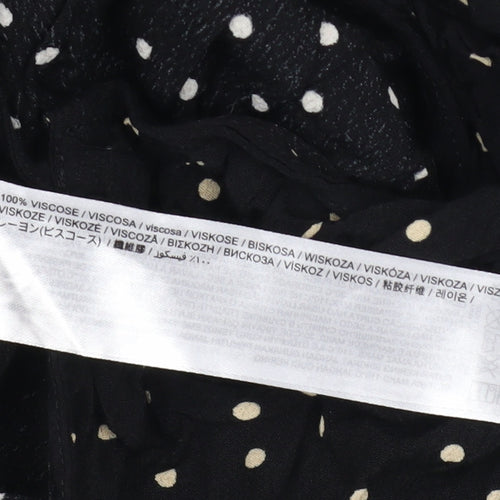 MNG Women's Black Polka Dot Wrap Ruffle Blouse Size 8