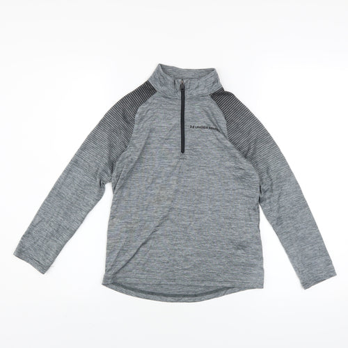 Under Armour Boys Grey 1/4 Zip Long Sleeve Pullover Sweatshirt 7-8 Years