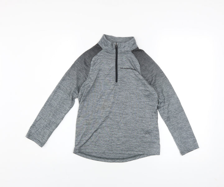 Under Armour Boys Grey 1/4 Zip Long Sleeve Pullover Sweatshirt 7-8 Years