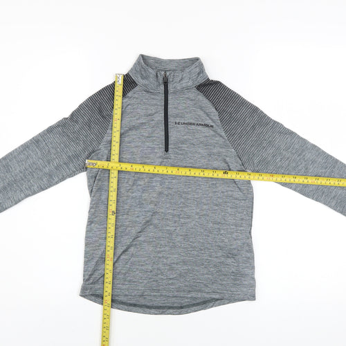 Under Armour Boys Grey 1/4 Zip Long Sleeve Pullover Sweatshirt 7-8 Years