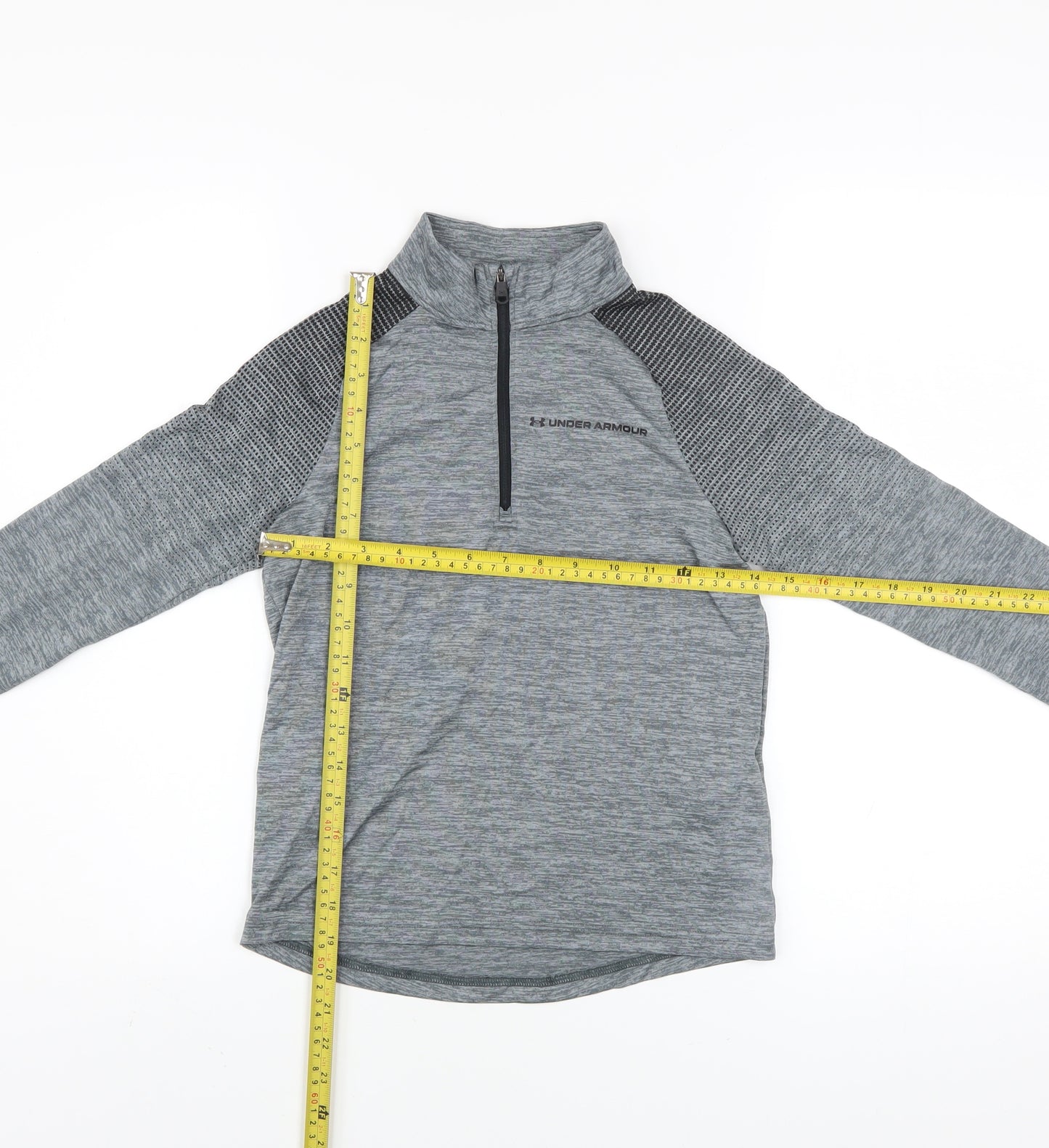 Under Armour Boys Grey 1/4 Zip Long Sleeve Pullover Sweatshirt 7-8 Years