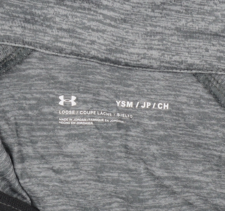 Under Armour Boys Grey 1/4 Zip Long Sleeve Pullover Sweatshirt 7-8 Years