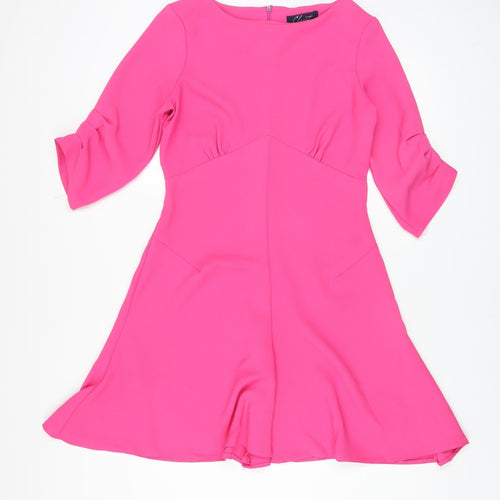 Closet Women’s Pink Fit & Flare Dress Size 12 Half Sleeve Knee Length